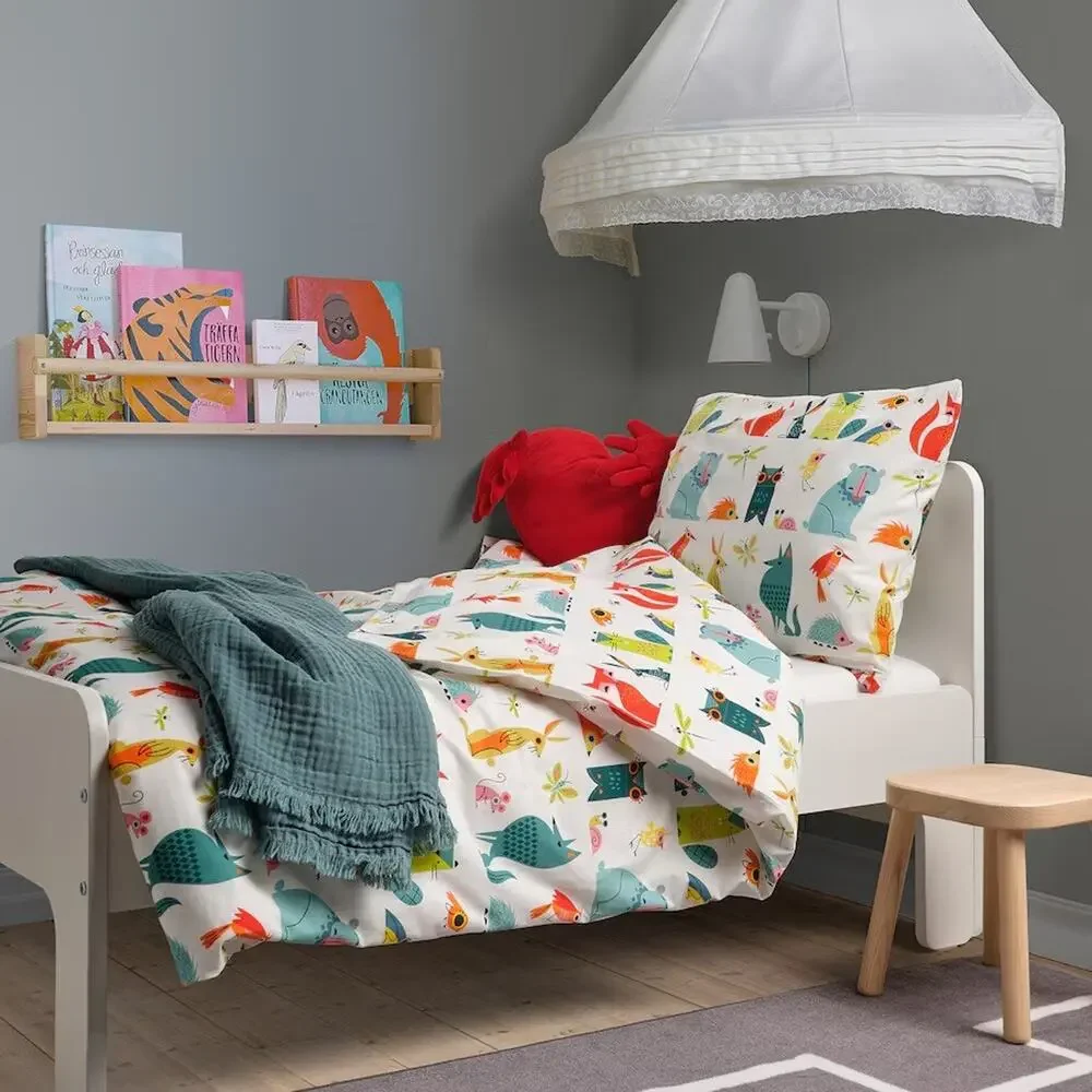 Ikea LATTJO Forrest Animals Duvet Cover 2 Pillowcases & Duvet Insert Full/Queen